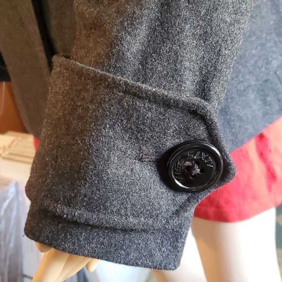 MISS SIXTY M60 Gray Envelope Collar Wool Pea-Coat Medium - Picture 6 of 13